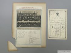 Bristol City, 1909 F.A.Cup Final a page of seventeen autographs