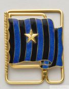 .750 gold & enamel FC Inter money clip from the Ottorino Barassi Collection, designed as a waving
