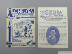 Two Chelsea home match programmes 1932 and 1937