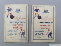 Two Scotland v. England International match programmes, 1930s