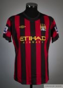 Edin Dzeko red and black No.10 Manchester City short-sleeved shirt, 2011-12