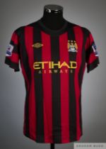 Edin Dzeko red and black No.10 Manchester City short-sleeved shirt, 2011-12