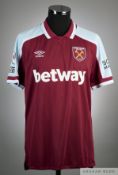 Michail Antonio claret and blue No.9 West Ham United match issued short-sleeved shirt