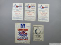 Five England v. Wales Wartime International match programmes 1940s