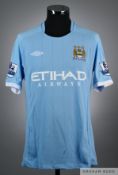 Pablo Zabaleta sky blue No.5 Manchester City match worn short-sleeved shirt, 2010-11