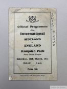Scotland v. England International match programme, 28th March 1931