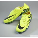 Wayne Rooney pair of Nike yellow and black Hypervenom football boots