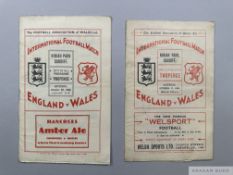 Two England v. Wales International match programmes, 1930s