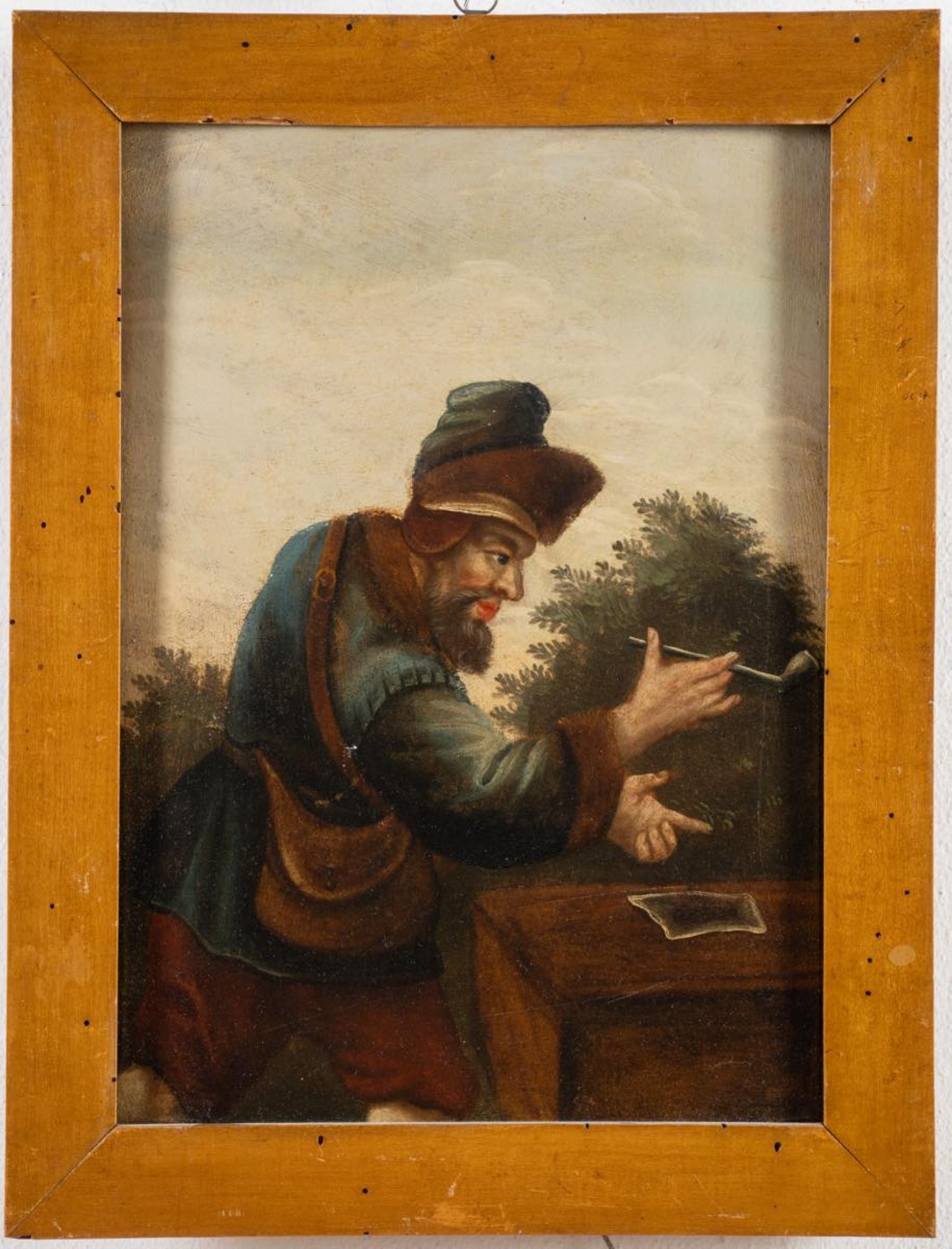 Maestro del XVIII secolo, Coppia di dipinti raffiguranti “Bevitore” e “Fumatore di - Image 3 of 3