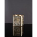 Sheffield Collection, Scatola porta-the in metallo argentato, Inghilterra, XX secolo.Corpo a