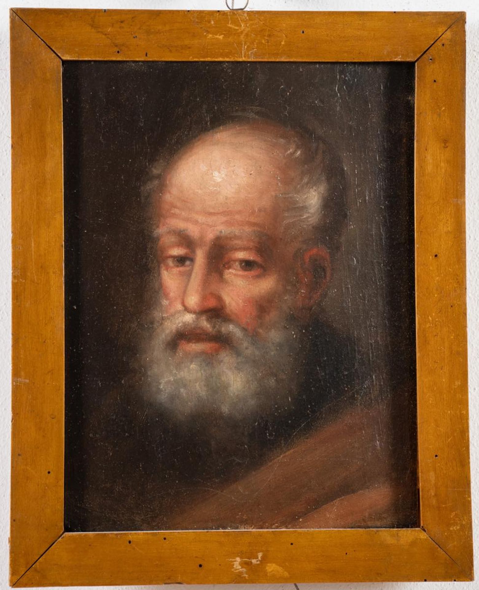 Maestro del XVIII secolo, “Ritratto di vecchio”.Olio su tavola, H cm 34x26