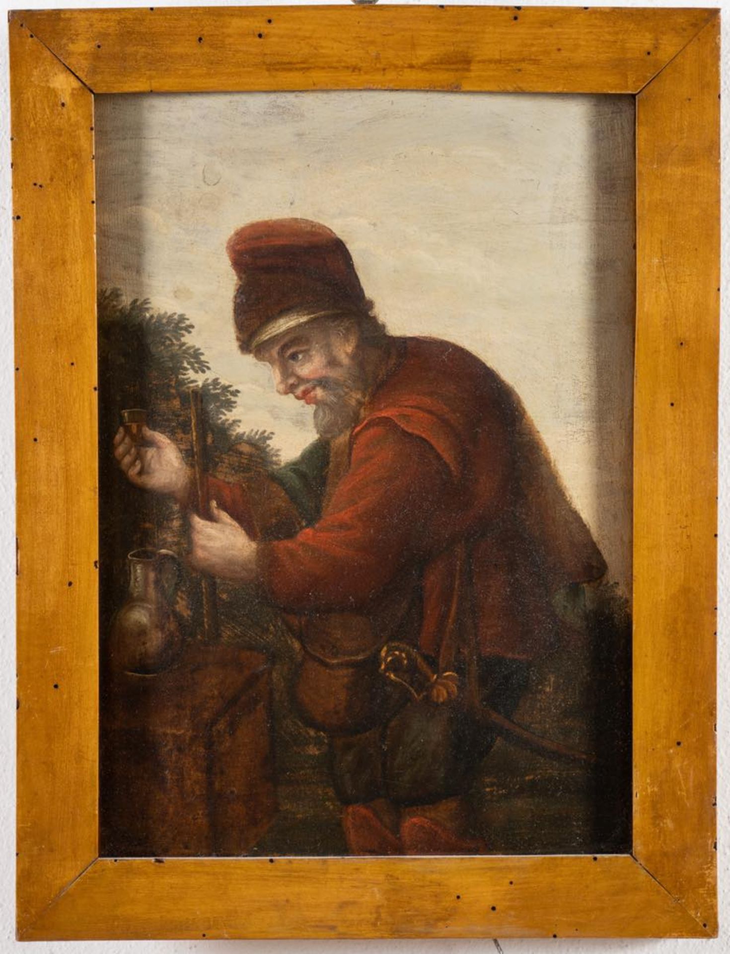 Maestro del XVIII secolo, Coppia di dipinti raffiguranti “Bevitore” e “Fumatore di - Image 2 of 3