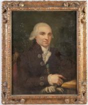 Maestro del XIX secolo, “Ritratto maschile”. Olio su tela, H cm 78x60 - con cornice H cm 96x79