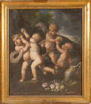 Pasqualino Rossi (Vicenza 1641 - Roma 1722), attribuito a, “Il Gioco dei Putti”.Olio su tela, H