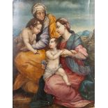 Maestro toscano del XVI secolo, “Madonna con Bambino, Santa Elisabetta e San Giovannino”. Olio