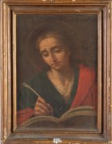 Maestro del XVII secolo, “San Giovanni Evangelista”. Olio su tela, H cm 42x30 - con cornice H