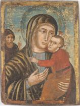 Maestro del XVII secolo, “Madonna con Bambino e San Giuseppe”. Olio su tavola, H cm 57x42.5