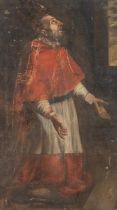 Maestro del XVII secolo, “San Carlo Borromeo”. Olio su tela, H cm 150x84 (difetti - usure)