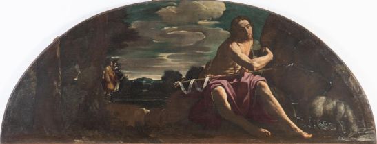 Ludovico Lana (Codigoro 1597 - Modena 1646), “San Giovanni Battista nel deserto”.Olio su tela,