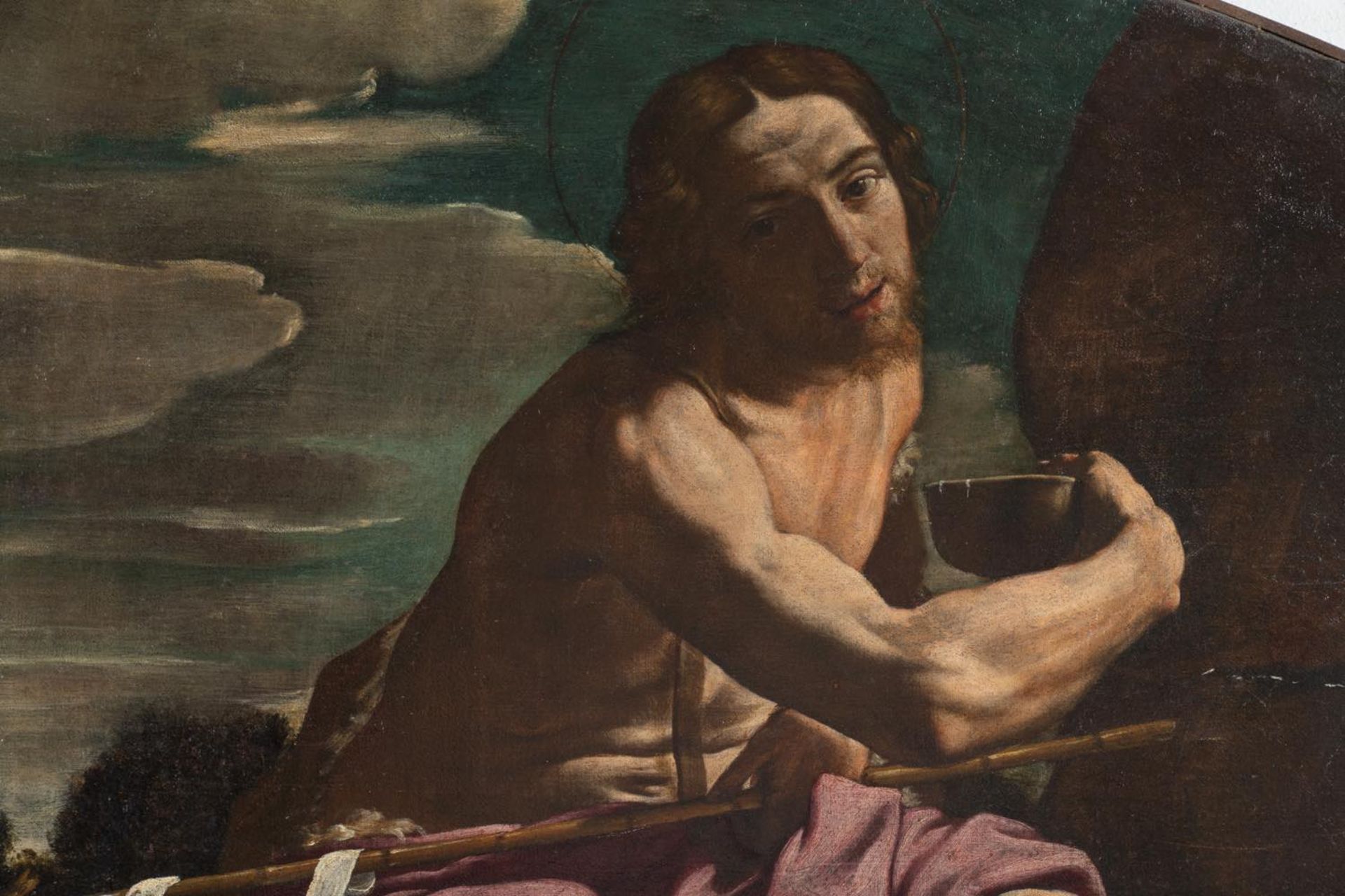 Ludovico Lana (Codigoro 1597 - Modena 1646), “San Giovanni Battista nel deserto”.Olio su tela, - Bild 2 aus 5