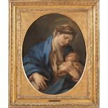 Luca Giordano (Napoli 1634 - 1705), “Madonna col Bambino”.Olio su tela, H cm 81x64 - con