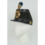 A C19TH MODEL 1872 SHAKO WITH BADGE FOR THE 23rd US NATIONAL GUARD The black wool felt body with