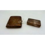 A Russian silver snuff box (af), and a silver cigarette case, the body with a hammered finish, by