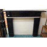 An early 20th century black slate marble fire surround, 124cm high x 160cm wide x 24cm deep and 96cm