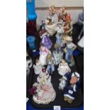 A collection of figures including Royal Doulton, Nao, Dresden and others Condition Report:No