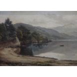 JOHN JAMES BANNATYNE Two figures crossing a loch, signed, oil on canvas, 44 x 60cm Available upon