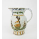 A commemorative pratt ware jug, circa 1797, moulded to one side with a profile portrait Admiral