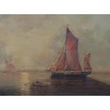 L ALEXIS Fishing boats at anchor and another, signed, oil on canvas, 34 x 44cm (2) Available upon