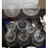 A collection of glassware including wheat etched sundae dishes Condition Report:No condition