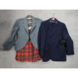 A Boys Brigade officers uniform and Glengarry, together with a kilt and green wool jacket