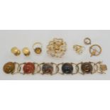 A gold plated Scottish agate bracelet, and a collection of costume jewellery Condition Report:Not