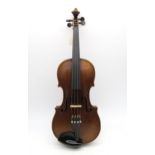 A German two piece back violin 35.5cm with a case and bow 58 grams Condition Report:Available upon