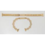 Two 9ct gold retro watch straps, weigh together 15.3gms Condition Report:Available upon request