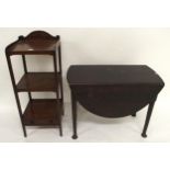 A Victorian mahogany single drawer three tier what-not and a mahogany drop leaf table (2)