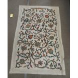 A crewel work table cover and assorted knitted baby blankets etc Condition Report:No condition