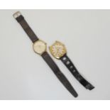 A 9ct gold cased gents Nivada watch weight including strap and mechanism 28.6gms, and a gold