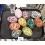 A collection of Mdina glass eggs and other items Condition Report:No condition report available.