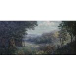 SCOTTISH SCHOOLÊLandscape, signed, oil on canvas, 48 x 105cm and MCKINLEY Harvest time,