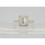 A 14k white gold substantial diamond ring,Êset with an estimated approx 1.40ct step cut diamond,