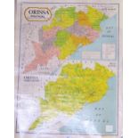 MAPS A quantity of large-scale linen-backed educational maps, showing Indian political