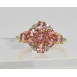 A GemsTV padparadscha sapphire and diamond ring, size M, weight 2.4gms, with Gemporia certificate,
