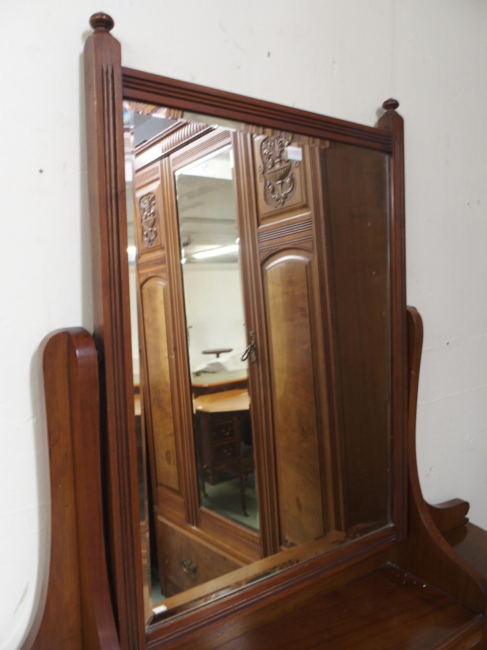 A late Victorian mahogany and walnut veneered two piece bedroom suite comprising single mirror - Image 11 of 11