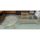 A lot of three assorted glass topped tables with brass plated bases (3) Condition Report:Available