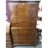 A 20th century mahogany chest on chest with bank of four long drawers over four further drawers on