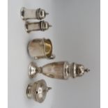 A collection of silver including a Victorian silver cream jug, the body with engine turned