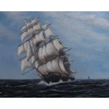 HUGH NIMMOÊClipper in full sail, signed, oil on canvas, 45 x 54cm and another (2) Condition Report: